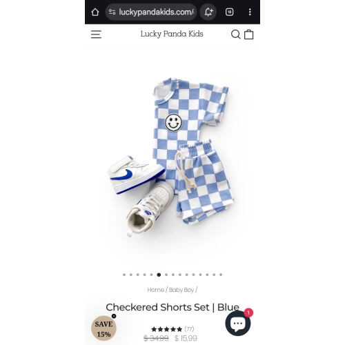 Checkered Shorts Set | Blue