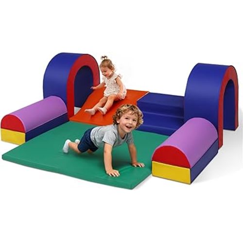 Kinder King Climb and Crawl Activity Play Set, 10-Piece Soft Foam Block for Climbing, Crawling and Sliding, Indoor Climber for Toddlers and Kids, Baby Infant Lightweight Climbing Toys
