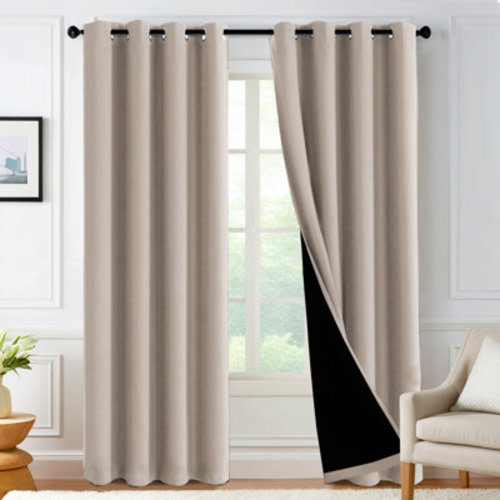Ebern Designs 100% Blackout Curtains for Bedroom Thermal Insulated Full Blackout Curtains for Living Room Energy Efficiency Window Draperies with Black Liners 1 Panel | Wayfair