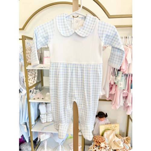 Blue Check Collar Footie – Little Stitches & Co.