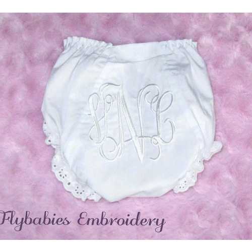 Monogrammed Baby Bloomers: Personalized White Diaper Cover