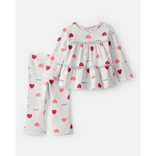 Baby Girl Heart Top & Pant Set - Grey | Carter's