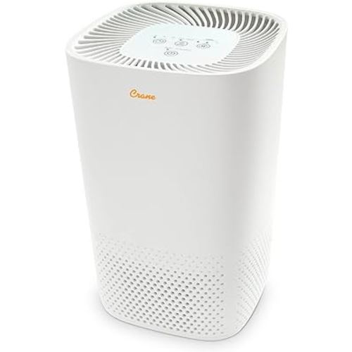 Crane Air Purifier with True HEPA Filter, UV Light, 250 Sq Feet Coverage, Timer Function, Sleep Mode, Washable Particle Filter, EE-5067