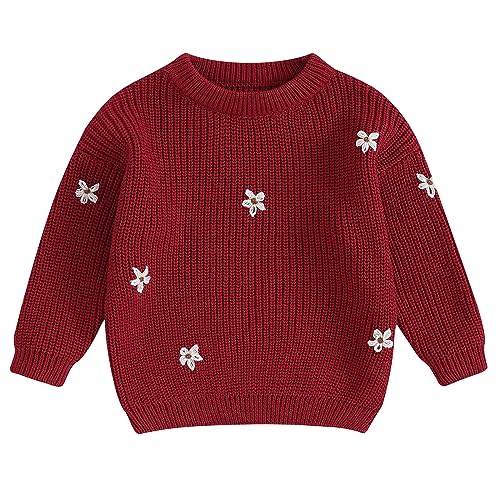 Mubineo Baby Girl Winter Clothes Cute Flower Sweater Crewneck Pullover Long Sleeve Knit Newborn Infant Sweaters
