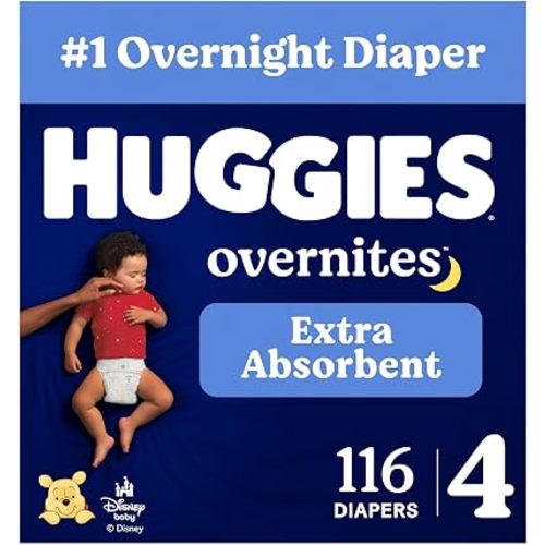 Huggies Overnites Size 4 Overnight Diapers (22-37 lbs), 58 Ct, Packaging May Vary