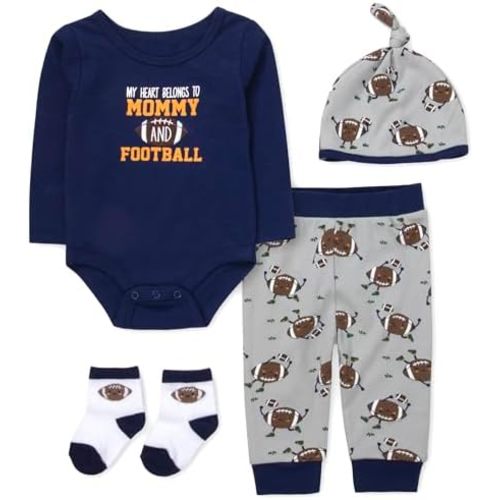Baby Holiday Outfit 4-Piece Set – Bodysuit, Pants, Hat & Socks | Infant Christmas & Halloween My First Holiday Clothes