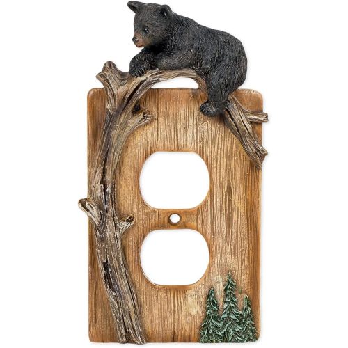Slifka Sales Co. Bear on Tree Limb Electrical Outlet Resin Cover Plate
