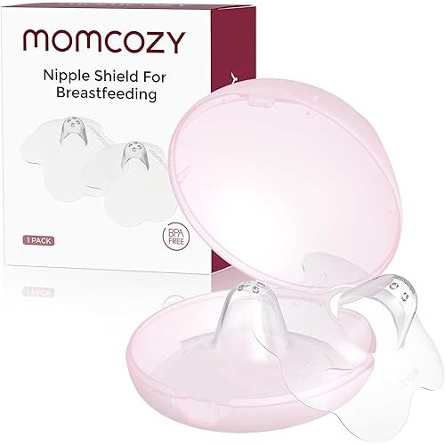 Momcozy Nipple Shield, Floral Contact Nipple Shield for Breastfeeding with Difficulty Sucking or Flat or Inverted Nipples, Made Without BPA/BPS, 20mm, 1 Pair