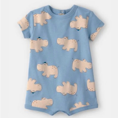 Baby Boy Hippo Short-Sleeve Romper - Blue | Carter's