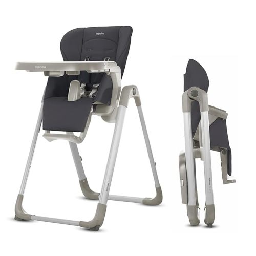 Inglesina My time Highchair, Pepper - High Chair for Babies & Toddlers 0-36 Months - Collapsible, Compact Design - Tool-Free Assembly - BPA Free