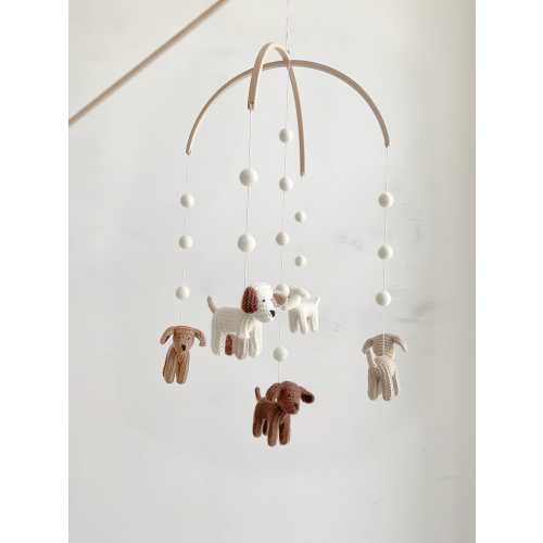 Baby mobile - dog mobile - knitted PUPPIES mobile- baby shower gift - nursery mobile - baby crib mobile