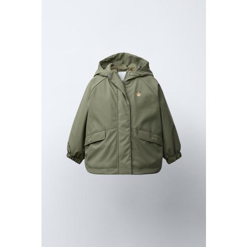 WATER-RESISTANT RUBBERIZED FLEECE-LINED RAINCOAT - Khaki | ZARA United States
