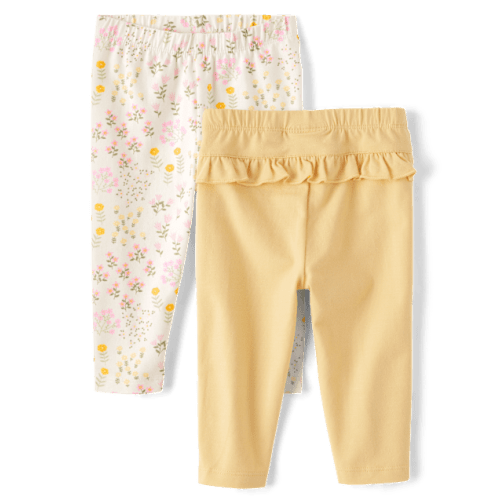Baby Girls Floral Ruffle Leggings 2-Pack - Multi