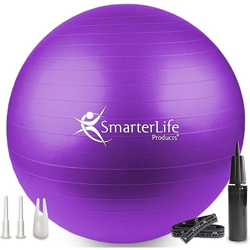 SmarterLife Exercise Ball Yoga Ball for Fitness, Balance, Stability, or Pregnancy, Gym Ball for Core Workout, Physical Therapy, Yoga Ball Chair for Office, Anti-Slip Anti-Burst