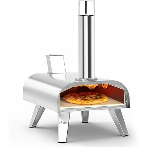 BIG HORN OUTDOORS 12" Multi-Fuel Outdoor Pizza Oven – 3-in-1 Wood-Fired, Gas & Electric Compatible (Burners Sold Separately), Pellet Pizza Oven Portable Pizza Maker for Backyard, Camping & Tailgating