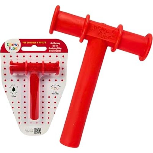 Proposed: Chewy Tubes – Original Oral Motor Chewing Tool for Practicing Biting and Chewing Skills [Red, 1/2" Diameter] | Made in USA | Non-Toxic, FDA-Compliant | Invented by Pediatric SLP