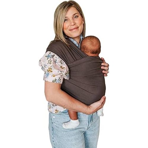 Moby - Classic Baby Wrap Carrier for Newborns & Infants, Hands-Free Newborn Wrap Swaddle Holder - Hickory