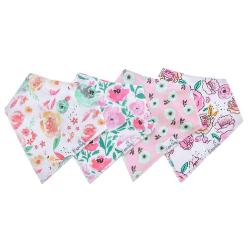 4 Pack Baby Bandana Bibs - Bloom