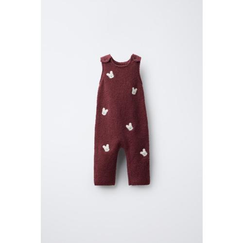 EMBROIDERED BUNNY KNIT OVERALLS - Raspberry | ZARA United States