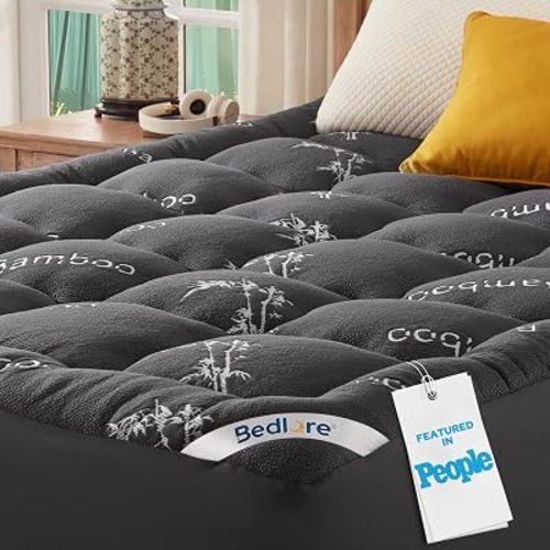 BEDLORE King Mattress Topper Viscose Bamboo, Thick Pillow Top Mattress Pad