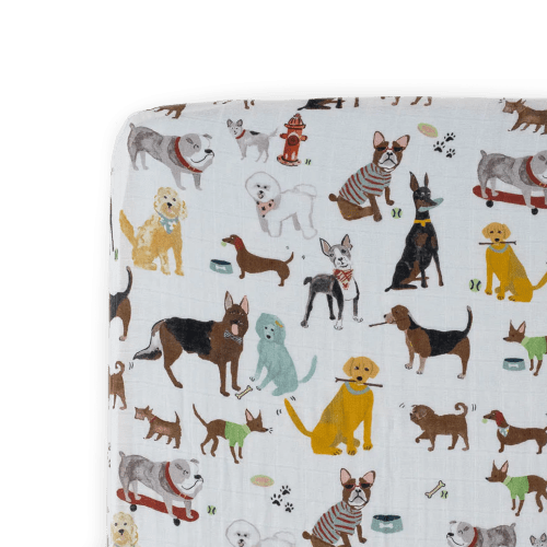 Cotton Muslin Crib Sheet - Woof