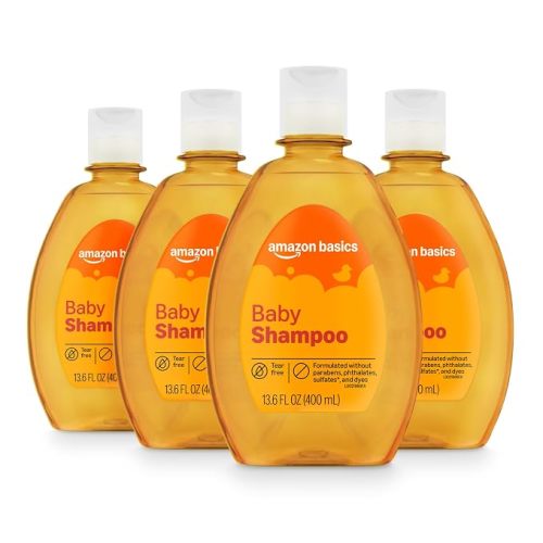 Amazon Basics Tear-Free Baby Shampoo, 13.6 Fluid Ounce, 4-Pack, Packaging May Vary
