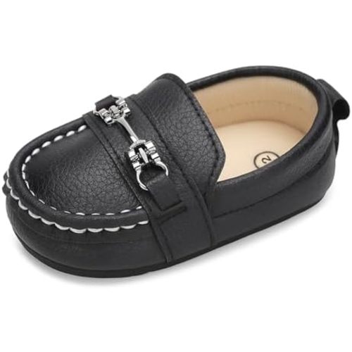 LONSOEN Baby Girls Boys Loafers Prewalker Dress Crib Shoes