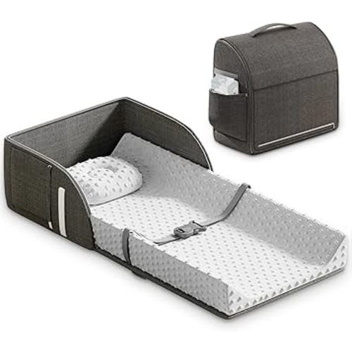 Portable Baby Diaper Changing Pad Foam Contoured Changing Table Pad with Soft Non-Slip Cover and Headrest Waterproof Diaper Bag for Dresser, Changing Table Topper Travel Outdoor