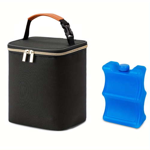 Breast milk cooler travel bag (with ice pack) holds six baby bottles up to 9 ounces. This insulated bottle cooler bag with a carrier is convenient for travel and perfect for daycare trips for nursing