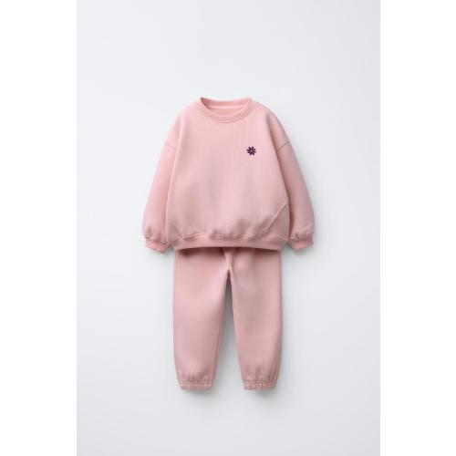 EMBROIDERED SWEATSHIRT AND JOGGER SET - Pink | ZARA United States