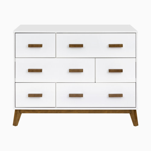 babyletto Scoot 6-Drawer Dresser - White / Natural Walnut