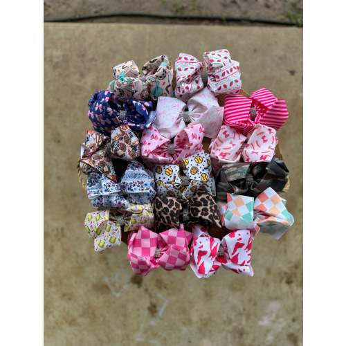 Printed 7.5 inch bedazzled hair bows