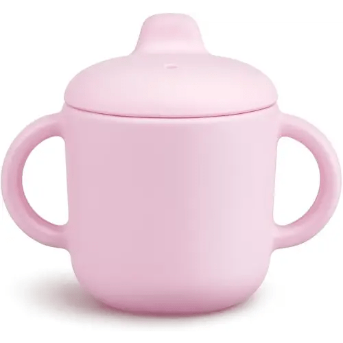 6 Months+ Sippy Cups with Handles,Small Silicone Sippy Cups Leak Proof 5oz,No Spill Sippy cups for Toddlers (Pink)