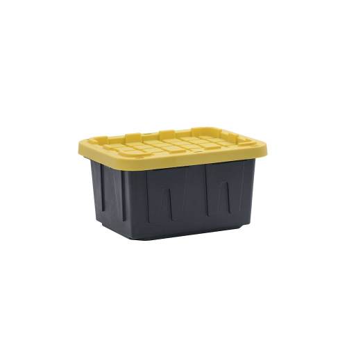Project Source Commander Small 5.0 -Gallons ( 20.0 -Quarts ) Black and yellow Heavy Duty Stackable Tote with Standard Snap Lid