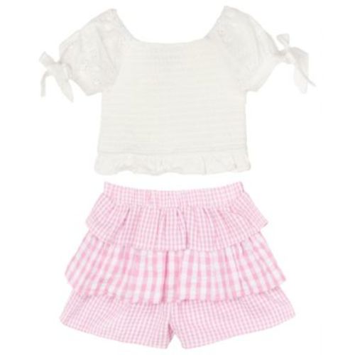 Baby Girls 2-Piece Puff Sleeves and Seersucker Short Set