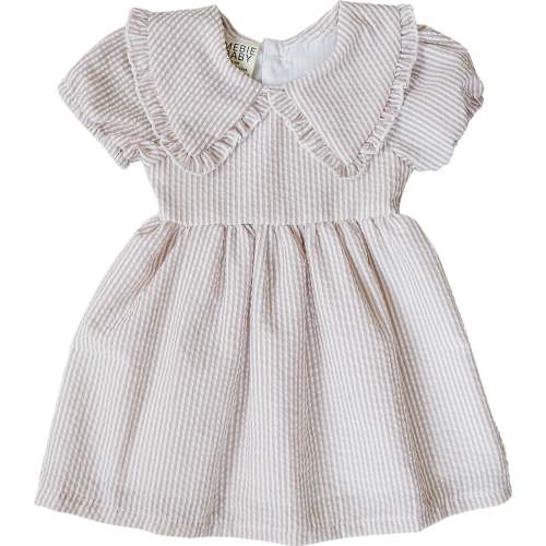 Taupe Stripe Peter Pan Collar Dress – Mebie Baby