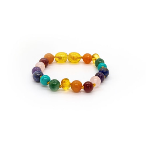 5.5 - 6 in Baltic Amber Bracelet Honey Pink Amethyst Baby Toddler
