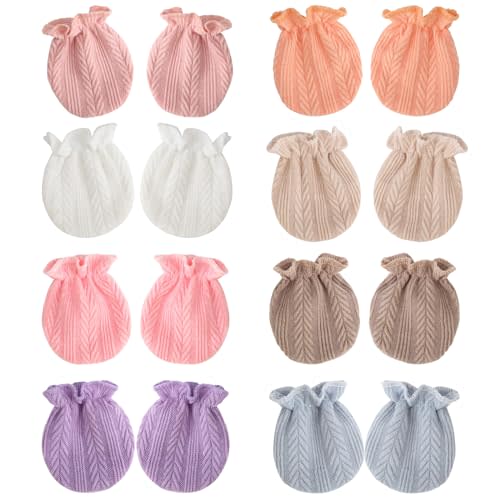 BQUBO Newborn Infant Toddler Mittens No Scratch Cotton Elastic Wrist Gloves Hypoallergenic for 0-6 Months Baby Boys Girls