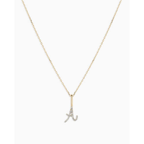 Diamond Script Alphabet Charm Necklace