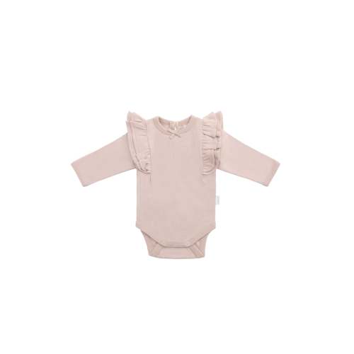 Organic Cotton Maddie Long Sleeve Bodysuit - Shell Pink