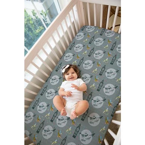 The BookTales Peter Pan Nursery Crib Set Handmade, Peter Pan Fitted Crib Sheet, Peter Pan Pillow Cover