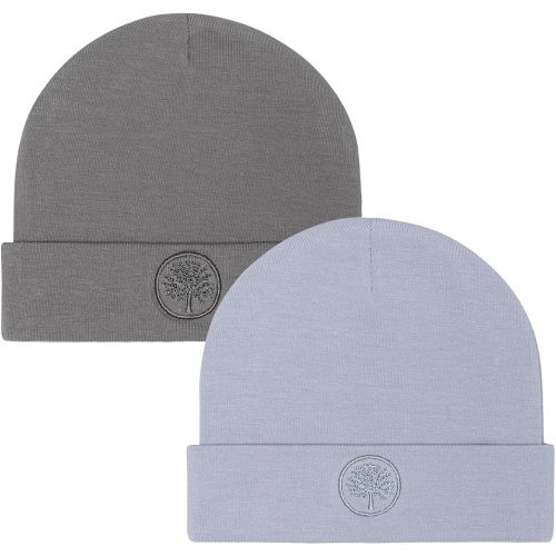 Parker Baby Beanie Hat Set 2-Pack | 100% Cotton Jersey | Double-Layered & Comfortable Fit for 0-3 Months | Neutral Colors