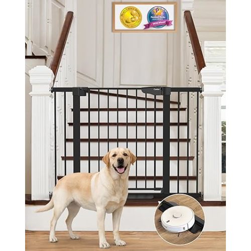 Cumbor 29.7-46" Baby Gate for Stairs, Mom's Choice Awards Winner-Auto Close Dog Gate for The House, Gifts for Mom, Easy Install Pressure Mounted Pet Gates for Doorways, Black