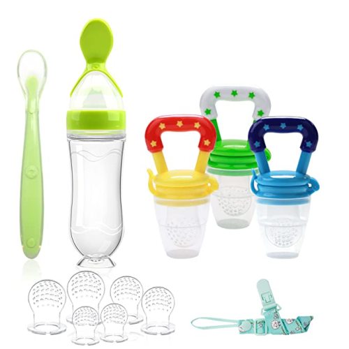 Baby Fruit Feeder & Baby Breastmilk Popsicle Molds-WAJIAYON Silicone Babies Food Freezer Tray Storage Containers, Infant Food Pacifier Feeder and Teether Infant Teething Feeders-Green