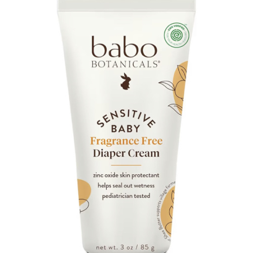 Babo Botanicals Sensitive Baby Fragrance-Free Diaper Cream - 25% Natural Zinc Oxide - Calendula, Shea & Cocoa Butter - EWG Verified - Vegan- From birth on