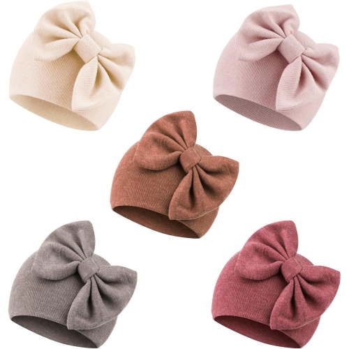 Newborn Baby Girls Hats Hospital Hat Baby Cotton Beanie Infant Big Bow Hats for 0-24 Months