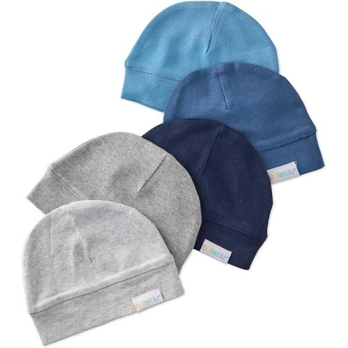 Charlie 5-Pack Baby Hats 100% Organic Cotton Baby Beanies for Newborn, Infant, and Baby Girls, Boys, Unisex