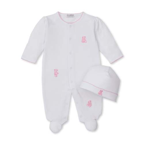 Teddy Bears White/Pink Footie w/ Hat Set