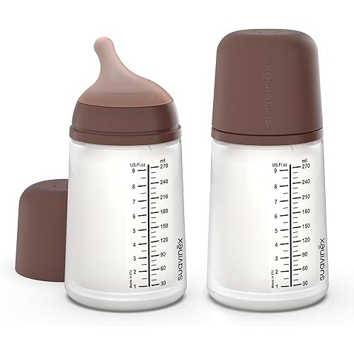 Suavinex Zero Zero Anti Colic Baby Bottle, 9 Oz, Deep, 2-Pack