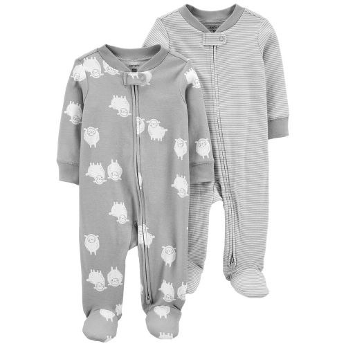 Baby 2-Pack 2-Way Cotton Sleep & Plays - NB - Heather